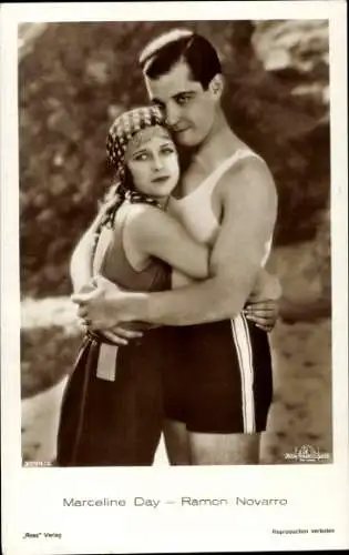 Ak Schauspieler Ramon Novarro, Schauspielerin Marceline Day, Portrait, Filmszene