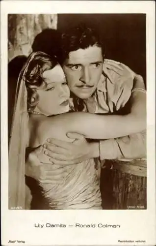 Ak Schauspielerin Lili Damita, Schauspieler Ronald Colman, Portrait, Filmszene