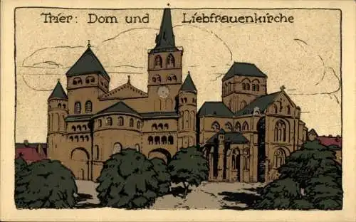 Steindruck Ak Trier in Rheinland Pfalz, Dom und Liebfrauenkirche