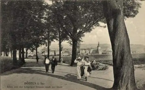 Ak Döbeln in Sachsen, Panorama, Allee, Blick von der Leipziger Straße