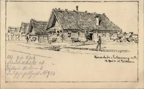 Künstler Ak Güthlen, W., Dorfpartie, Rivierstube, Entlausung 1916