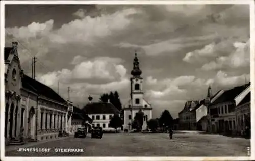 Ak Jennersdorf Burgenland, Platz, Kirche