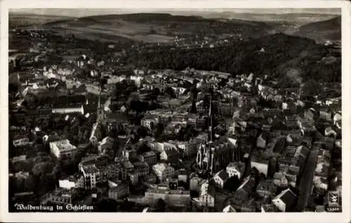 Ak Wałbrzych Waldenburg Schlesien, Fliegeraufnahme
