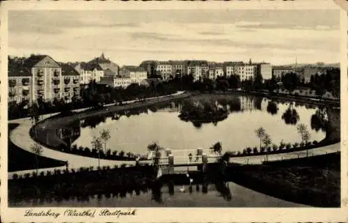 Ak Gorzów Wielkopolski Landsberg an der Warthe Ostbrandenburg, Häuser am Stadtpark