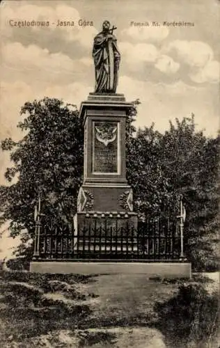 Ak Częstochowa Tschenstochau Schlesien, Jasna Góra, Kordecki-Denkmal