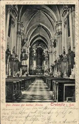 Ak Trzebnica Trebnitz Schlesien, Inneres der katholischen Kirche