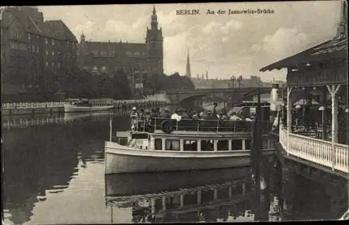 Ak Berlin Mitte, Jannowitz-Brücke, Dampfer
