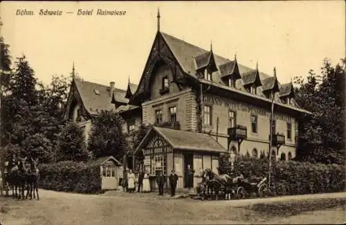 Ak Mezní Louka Rainwiese Hřensko Herrnskretschen Elbe Reg Aussig, Hotel Rainwiese