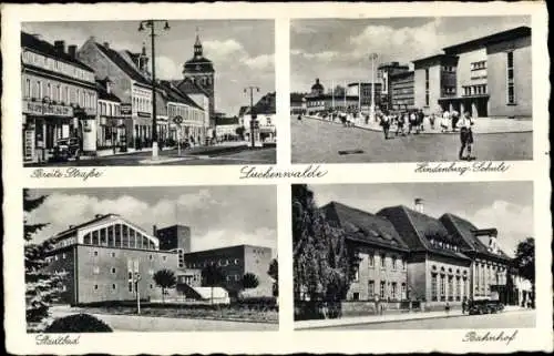 Ak Luckenwalde Kreis Teltow Fläming, Breite Straße, Bahnhof, Hindenburg Schule