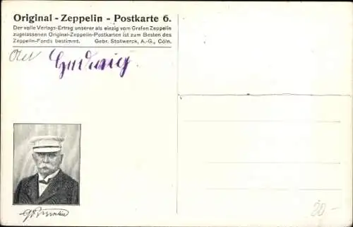 Künstler Ak Stuttgart am Neckar, Panorama, Luftschiff, Graf Zeppelin