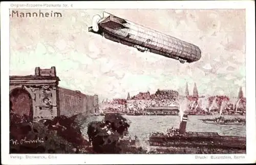 Künstler Ak Mannheim, Zeppelin, Graf von Zeppelin