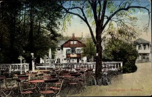 Ak Kötzschenbrode Radebeul Sachsen, Lössnitzgrund, Meierei, Terrasse