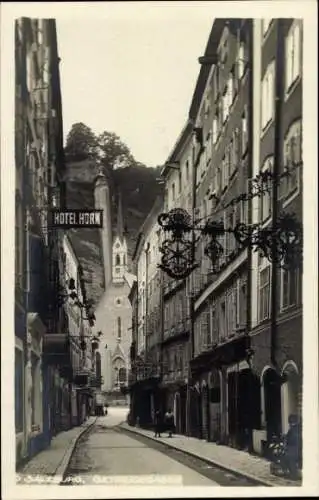 Ak Salzburg in Österreich, Getreidegasse, Hotel Horn