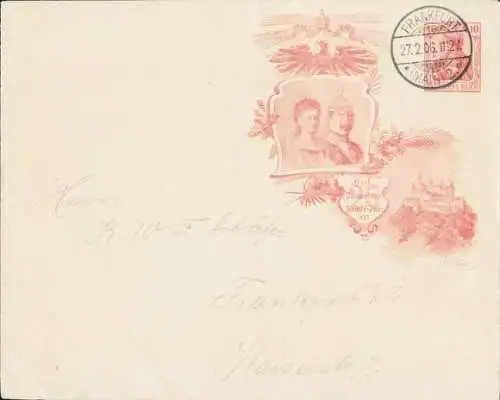 Ganzsachen Briefumschlag Burg Hohenzollern, Kaiser Wilhelm II., Kaiserin Auguste Viktoria