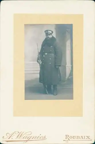 Foto Roubaix Nord, Soldat in Uniform, Mantel, Bajonett, Standportrait, Isidor Hitzenberger