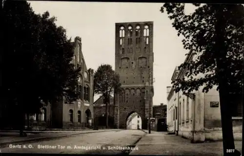 Ak Gartz an der Oder, Stettiner Tor, Amtsgericht, Schützenhaus