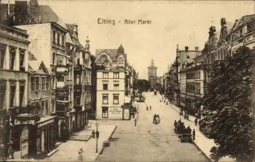 Ak Elbląg Elbing Westpreußen, Alter Markt, Geschäft Chr. Herzog