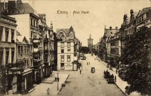 Ak Elbląg Elbing Westpreußen, Alter Markt, Geschäft Ch. Herzog