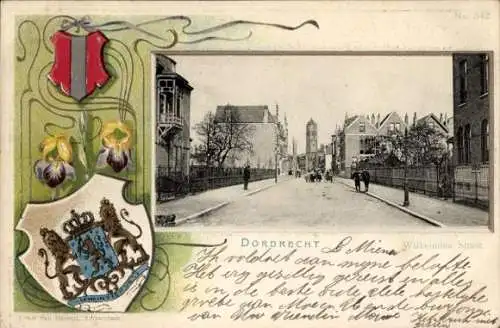 Präge Wappen Ak Dordrecht Südholland Niederlande, Wilhelminastraße