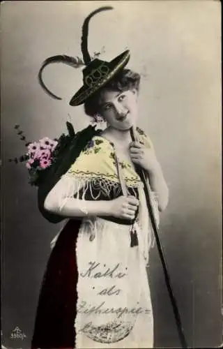 Ak Junge Frau in Alpentracht