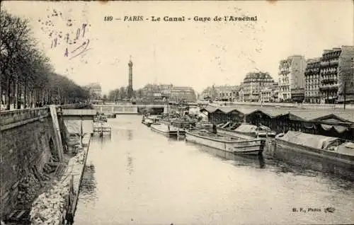 Ak Paris IV, Kanal, Bahnhof Arsenal
