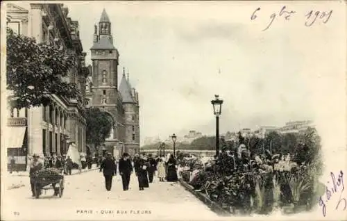 Ak Paris IV, Quai aux Fleurs