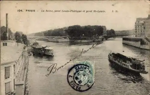 Ak Paris IV, Pont Louis-Philippe, Pont Saint Louis