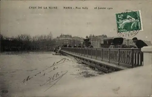 Ak Paris IV, Überschwemmung der Seine, 28. Januar 1910, Pont Sully