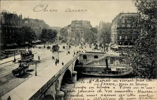 Ak Paris V, Place Saint Michel