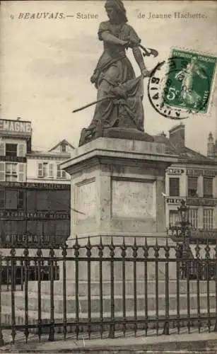 Ak Beauvais Oise, Statue von Jeanne Hachette