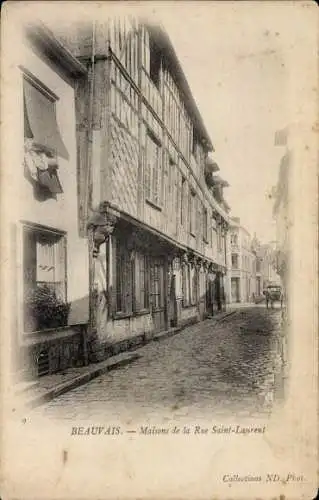 Ak Beauvais Oise, Maisons de la Rue Saint Laurent