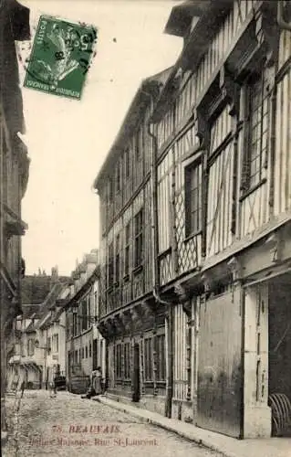 Ak Beauvais Oise, Maisons de la Rue Saint Laurent