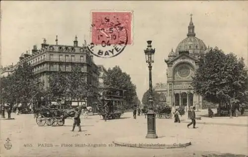 Ak Paris VIIIe Élysée, Boulevard Malesherbes, Place Saint Augustin, Kirche Saint Augustin