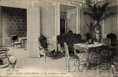 Ak Paris VIIIe Élysée, Hotel Lord Byron, Rue Lord Byron, Salons