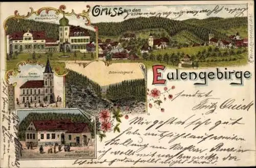 Litho Ściegny Steinseiffen Podgórzyn Giersdorf Riesengebirge Schlesien, Gasthaus Schmiedegrund