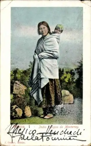 Ak Mexico, einheimische Mutter mit Kleinkind auf dem Rücken