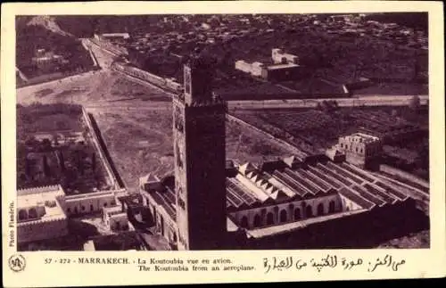 Ak Marrakesch Marokko, La Koutoubia, Fliegeraufnahme