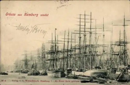 Ak Hamburg, Segelschiffhafen