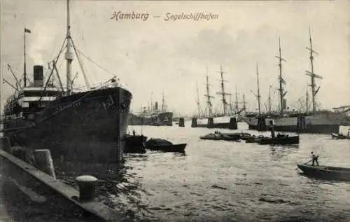 Ak Hamburg, Segelschiffhafen