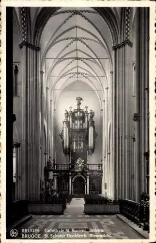 Ak Brügge Flandern Westflandern, St. Salvator Kathedrale, Innenansicht