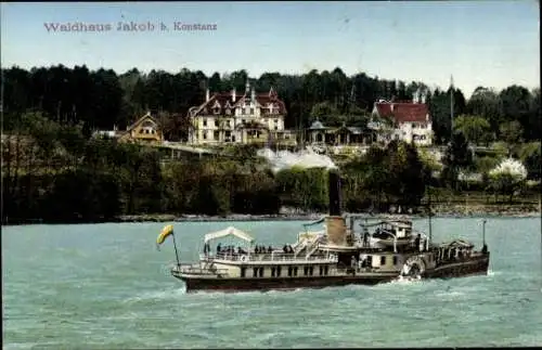 Ak Konstanz am Bodensee, Waldhaus Jakob, Salondampfer