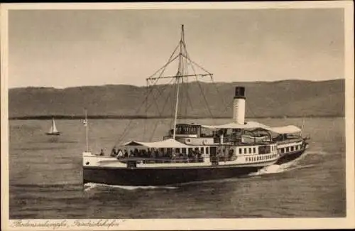 Ak Bodenseedampfer Friedrichshafen, Segelboot