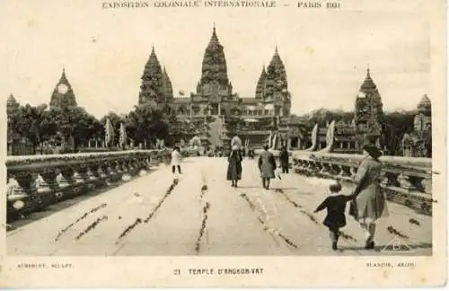 Ak Paris, Expo Weltausstellung 1931, Angkor Wat Tempel