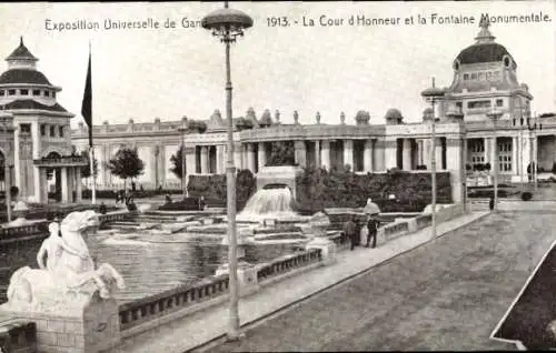 Ak Gent, Weltausstellung 1913, Monumentalbrunnen