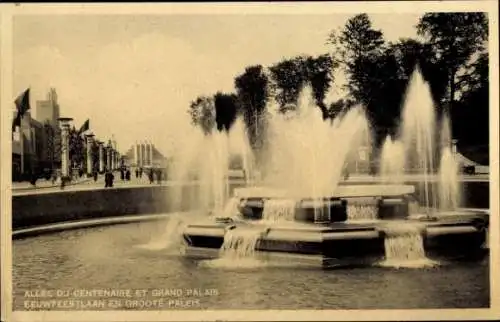 Ak Brüssel, Weltausstellung 1935, Allée du Centenaire, Großer Brunnen