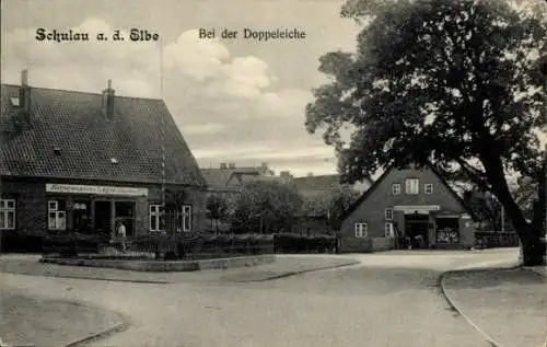 Ak Schulau Wedel im Kreis Pinneberg, Bei der Doppeleiche