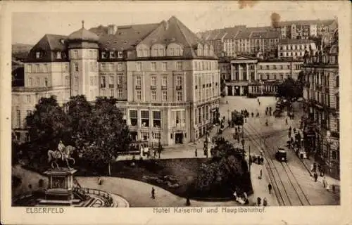 Ak Elberfeld Wuppertal, Hotel Kaiserhof, Hauptbahnhof