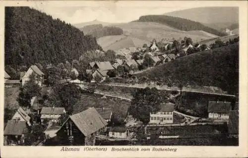 Ak Altenau Clausthal Zellerfeld im Oberharz, Blick vom Rothenberg, Brocken