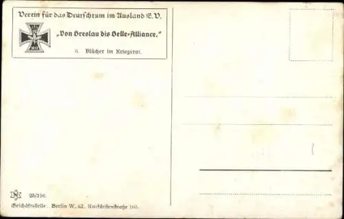 Künstler Ak Roessler, Von Breslau bis Belle-Alliance, Blücher im Kriegsrat