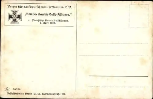 Künstler Ak Roessler, Von Breslau bis Belle-Alliance, Preußische Reiterei bei Möckern 1813